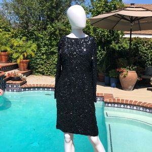 Vintage Sténay Black Sequined Mini Dres Sz8